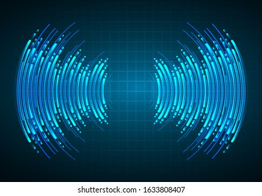 Sound waves oscillating dark blue light