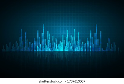 Sound waves oscillating dark blue light