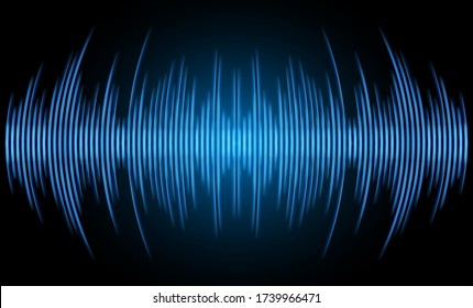 Ondas sonoras oscilando luz azul oscuro