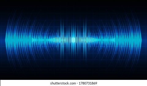 Sound waves oscillating dark blue light