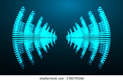 Sound waves oscillating dark blue light
