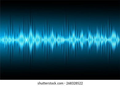 Sound waves oscillating dark blue light, Abstract technology background. Vector.