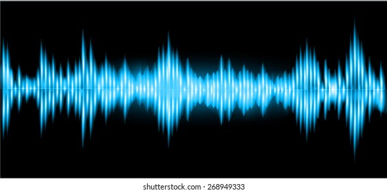 Sound waves oscillating dark blue light, Abstract technology background. Vector.
