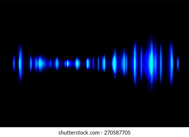 Sound waves oscillating dark blue light, Abstract technology background. Vector. black