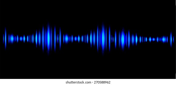 Sound waves oscillating dark blue light, Abstract technology background. Vector. black