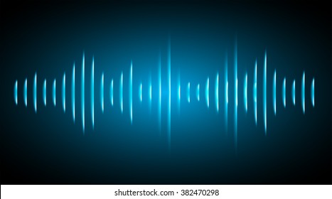 Sound waves oscillating dark blue light, Abstract technology background. Vector.