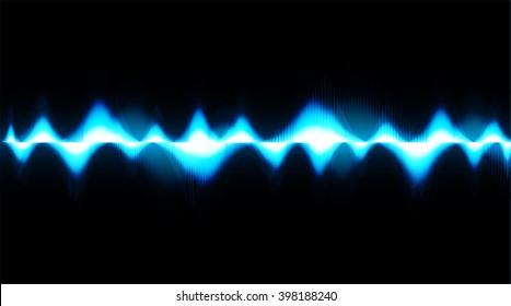 Sound waves oscillating dark blue light, Abstract technology background. Vector.