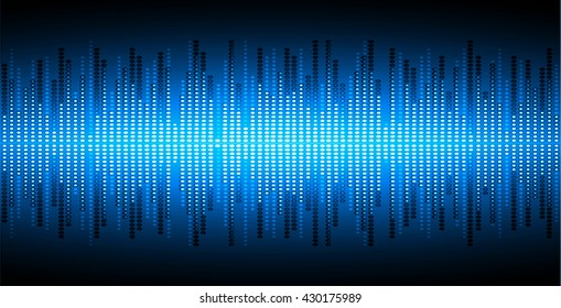 Sound waves oscillating dark blue light, Wave Abstract technology background. Vector wave.