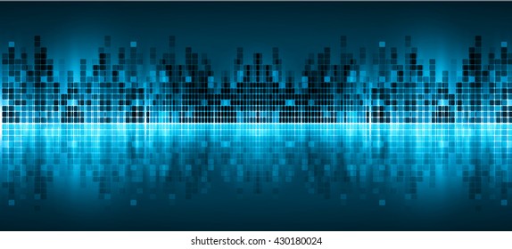 Sound waves oscillating dark blue light, Wave Abstract technology background. Vector wave.
