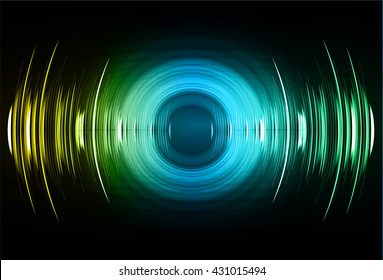 Sound waves oscillating dark blue green yellow light, Wave Abstract technology background. Vector wave. water wave