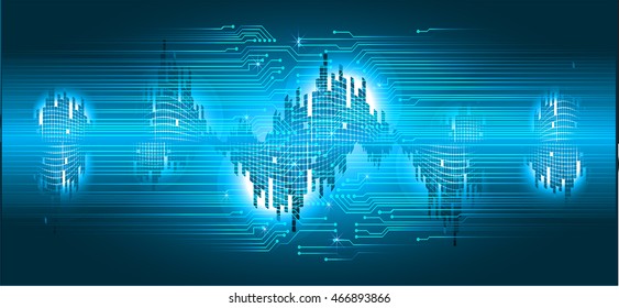 Sound waves oscillating dark blue light, Wave Abstract technology background. pixel