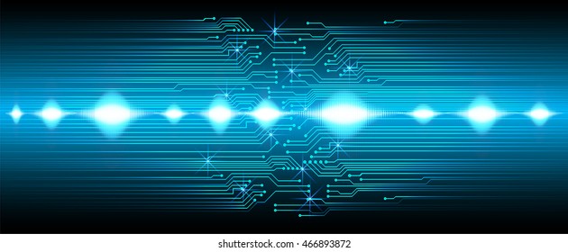 Sound waves oscillating dark blue light, Wave Abstract technology background. pixel