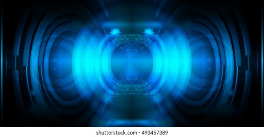 Sound waves oscillating dark blue light, Abstract technology background. Vector.
