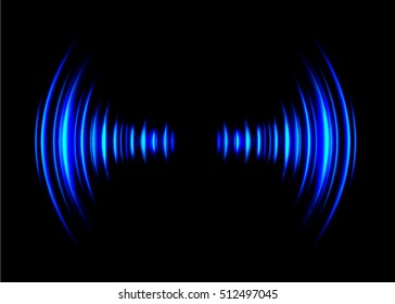 Sound waves oscillating dark blue light, Abstract technology background. Vector.