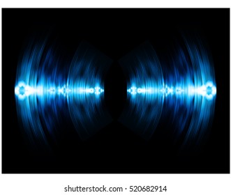 Sound waves oscillating dark blue light, Wave Abstract technology background. Vector wave.