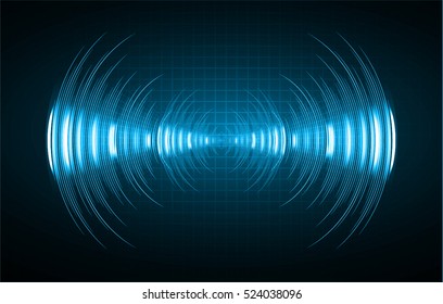 Sound waves oscillating dark blue light, Abstract technology background. Vector.