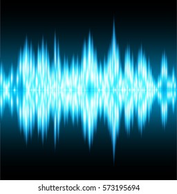 Sound waves oscillating dark blue light, Abstract technology background. Vector.