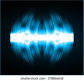 Sound waves oscillating dark blue light, Abstract technology background. Vector.