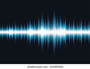 Sound waves oscillating dark blue light, Abstract technology background. Vector Illustration