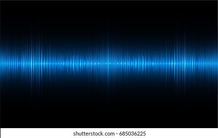 Sound waves oscillating dark blue light, Abstract technology background. Vector.
