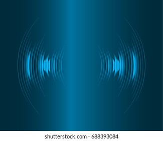 Sound waves oscillating dark blue light, Abstract technology background. Vector.