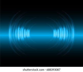 Sound waves oscillating dark blue light, Abstract technology background. Vector.