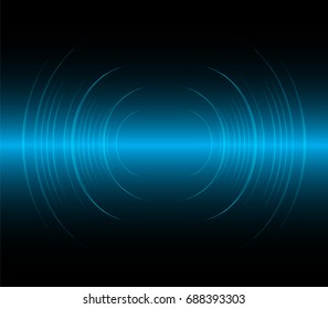Sound waves oscillating dark blue light, Abstract technology background. Vector.