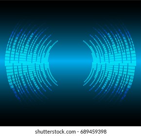 Sound waves oscillating dark blue light, Abstract technology background. Vector.