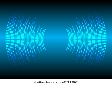 Sound waves oscillating dark blue light, Abstract technology background. Vector.