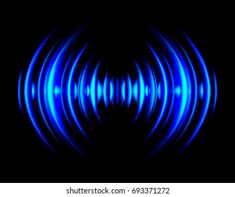 Sound waves oscillating dark blue light, Abstract technology background. Vector.