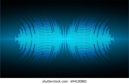 Sound waves oscillating dark blue light, Abstract technology background. Vector.