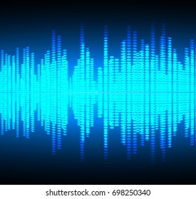 Sound waves oscillating dark blue light, Abstract technology background. Vector.