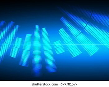 Sound waves oscillating dark blue light, Abstract technology background. Vector.