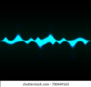 Sound waves oscillating dark blue light, Abstract technology background. Vector.