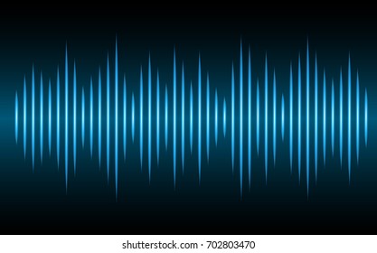 Sound waves oscillating dark blue light, Abstract technology background. Vector.