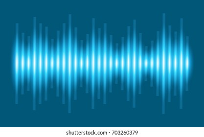 Sound waves oscillating dark blue light, Abstract technology background. Vector.