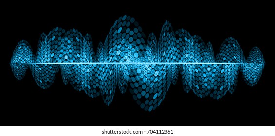 Sound waves oscillating dark blue light, Abstract technology background. Vector.