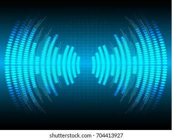 Sound waves oscillating dark blue light, Abstract technology background. Vector.