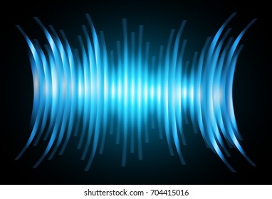 Sound waves oscillating dark blue light, Abstract technology background. Vector.