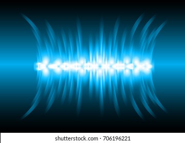 Sound waves oscillating dark blue light, Abstract technology background. Vector.