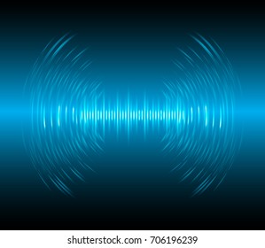 Sound waves oscillating dark blue light, Abstract technology background. Vector.