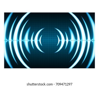 Sound waves oscillating dark blue light, Abstract technology background. Vector.