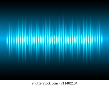 Sound waves oscillating dark blue light, Abstract technology background. Vector.