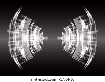 Sound waves oscillating dark blue light, Abstract technology background. Vector.