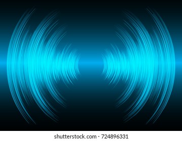 Sound waves oscillating dark blue light, Abstract technology background. Vector.