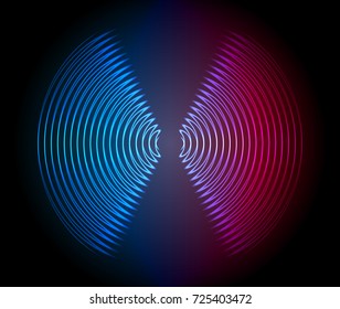 Sound waves oscillating dark blue pink light, Abstract technology background. Vector.