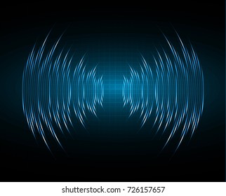 Sound waves oscillating dark blue light, Abstract technology background. Vector.