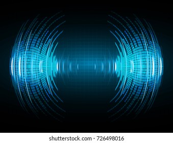 Sound waves oscillating dark blue light, Abstract technology background. Vector.