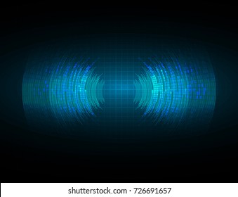 Sound waves oscillating dark blue light, Wave Abstract technology background. water wave. Vector