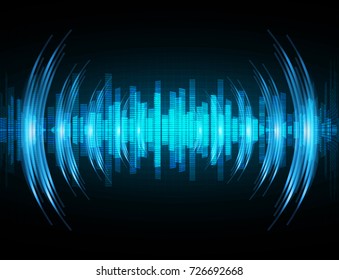 Sound waves oscillating dark blue light, Wave Abstract technology background. water wave. Vector